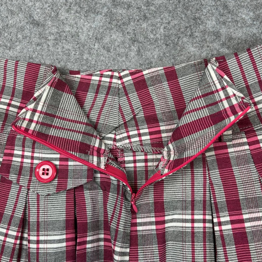 Mini Pleated Y2k Plaid Skirt Pink Grey White Academia 90s Coquette Size 2 4‎